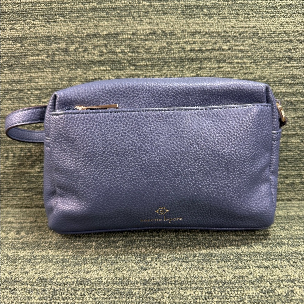 Nannette Lepore Riya Crossbody Bag. Denim blue color.